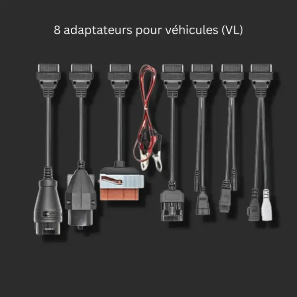 Kit Câbles Adaptateurs OBD2 Cars - 8 Adaptateurs Diagnostic Véhicules Légers